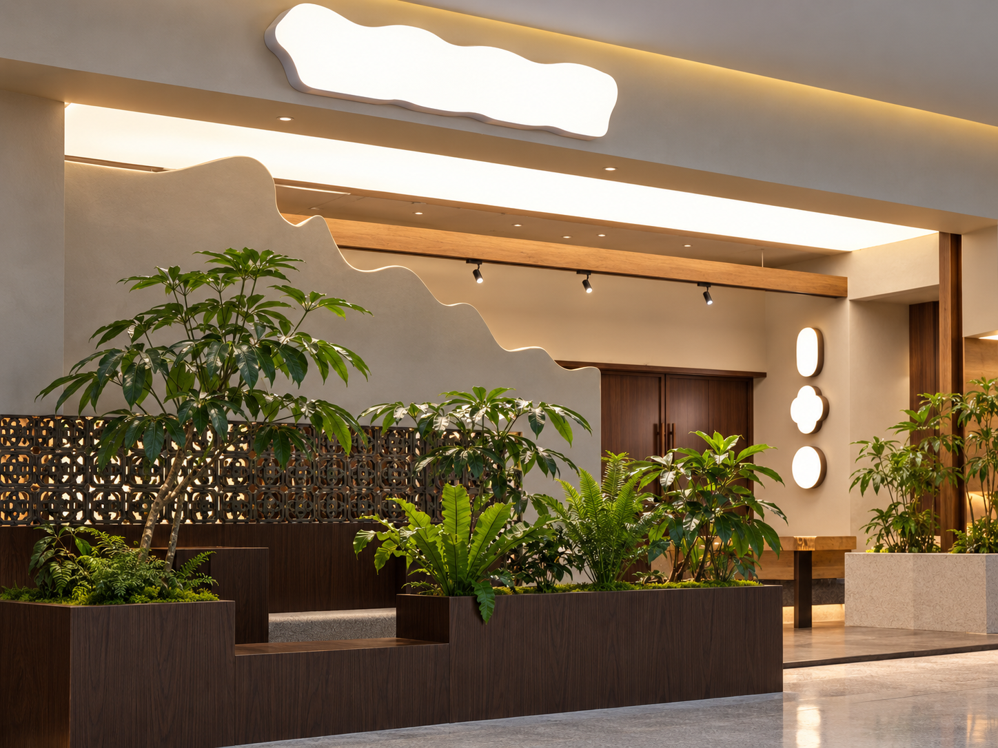 Completed custom retail environment with dimensional illuminated signage and interior display elements