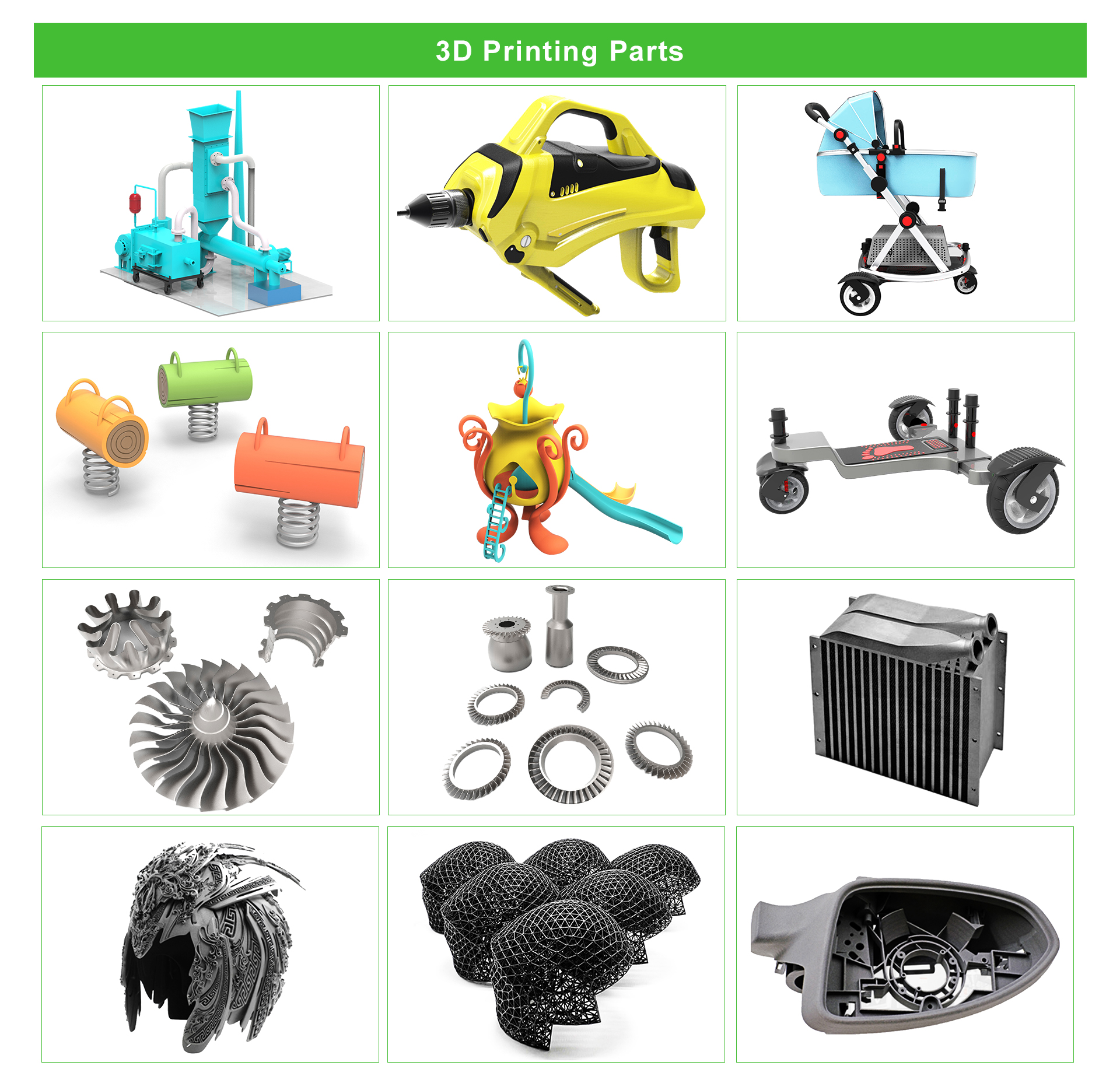 Collection of custom 3D printed parts